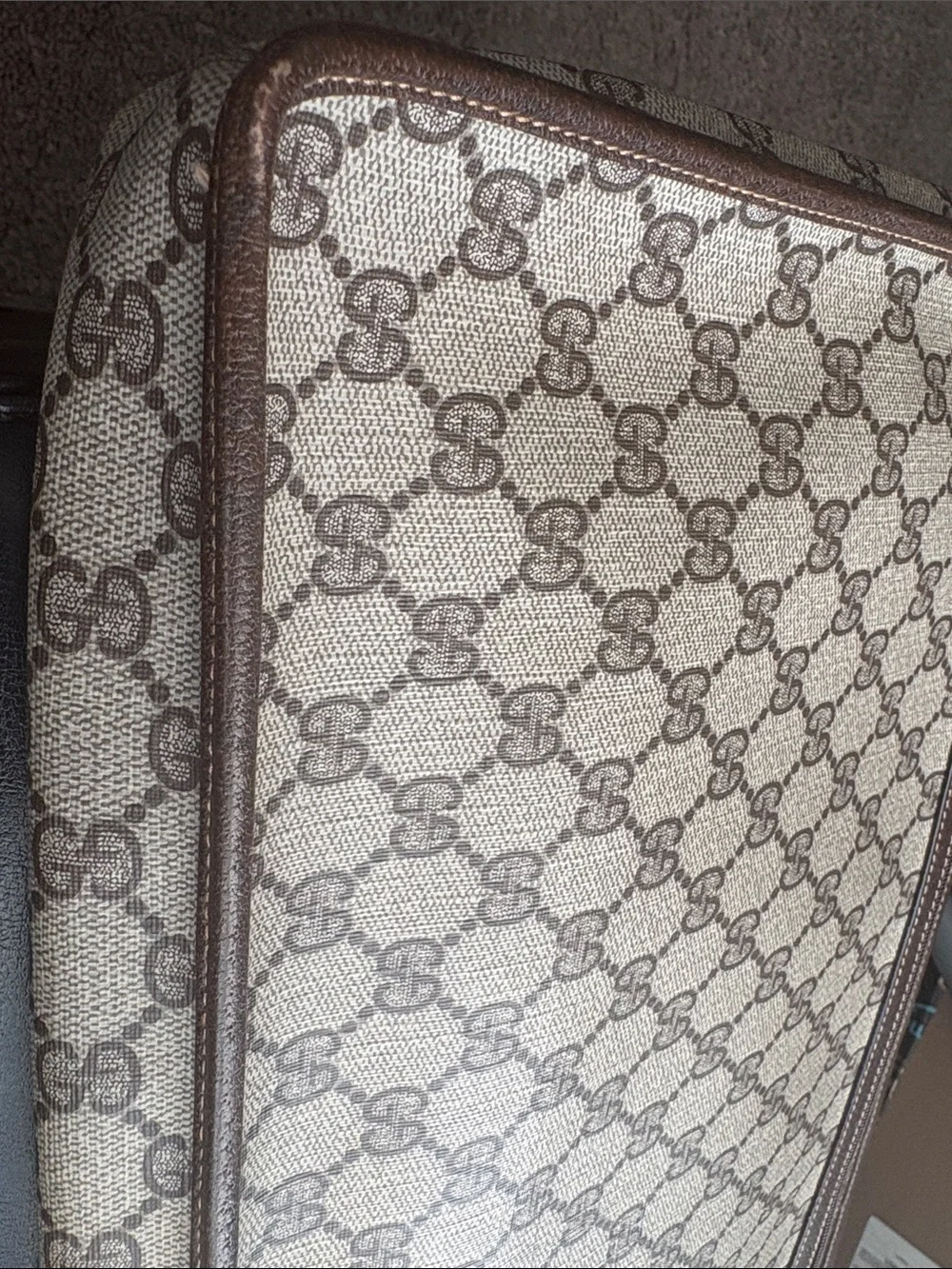 GUCCI VINTAGE Brown Patterned ATTACHE Briefcase Bag